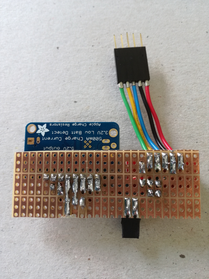 The backside of the module on a TriPad Stripboard