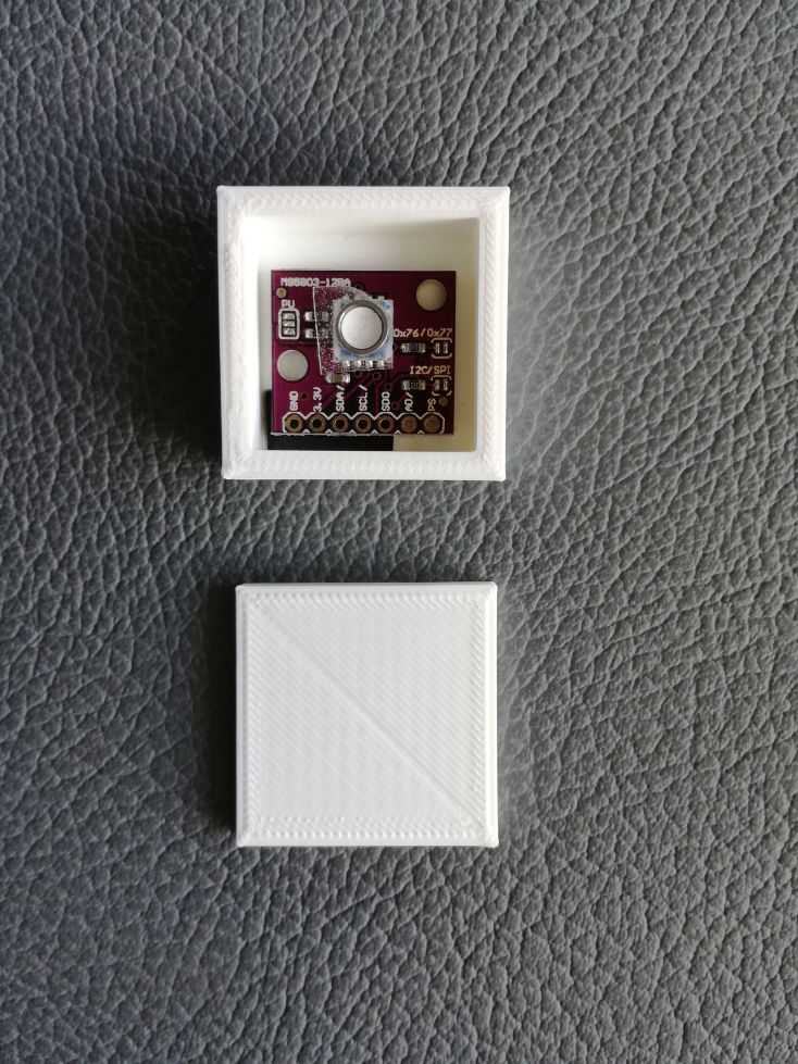 Pressure sensor breakout in the 3D printed sensor case
