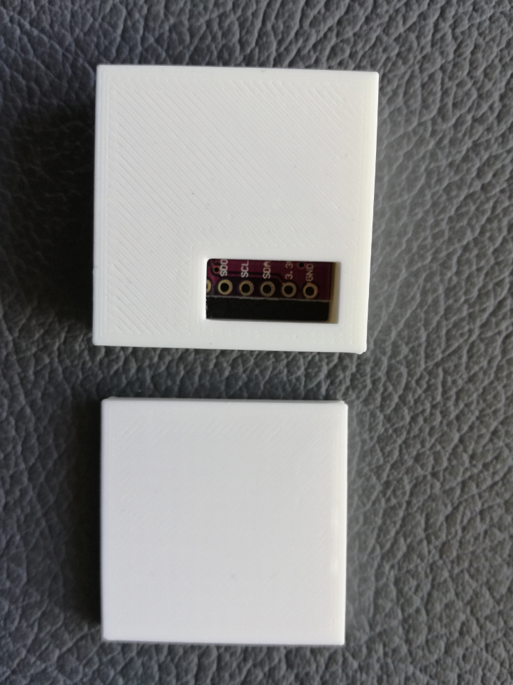 Pressure sensor breakout in the 3D printed sensor case - backside view