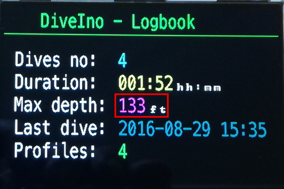 Overall maximum display in foot