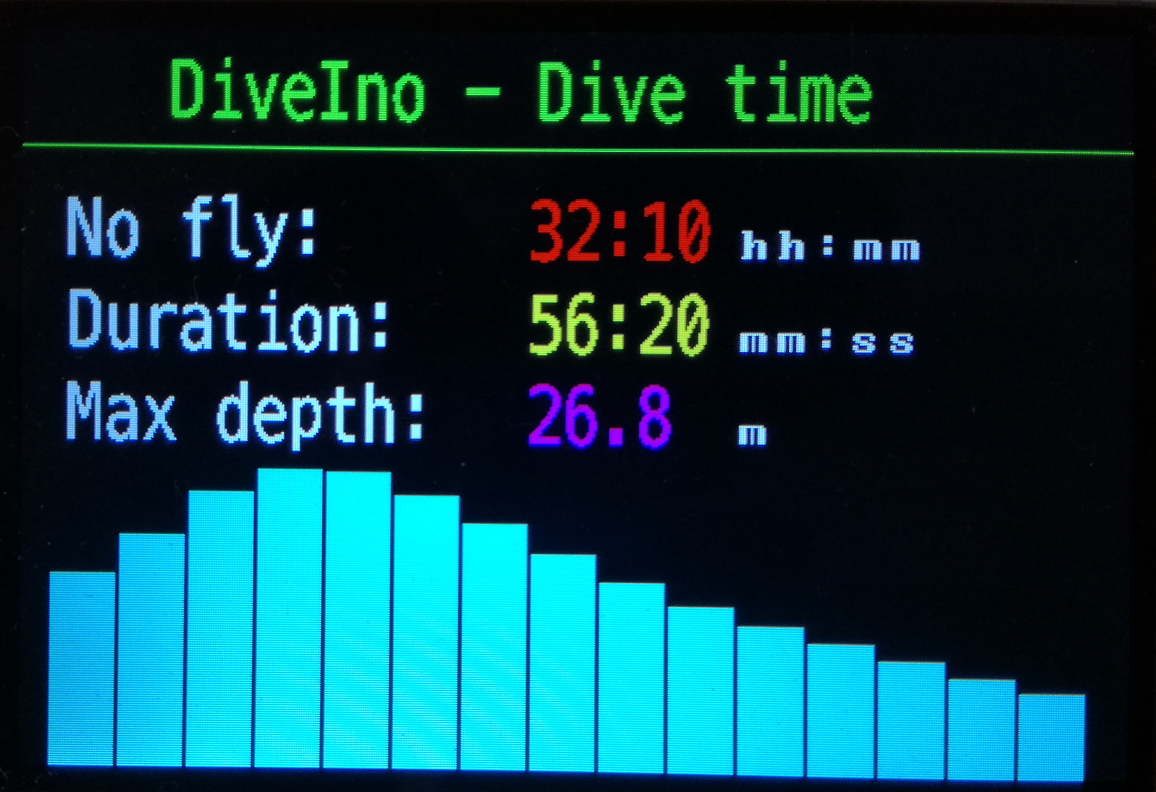 No Fly time displayed after the dive on DiveIno