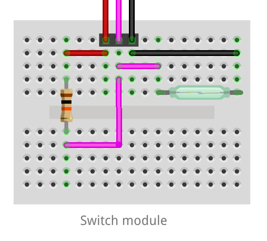 Fritzing breadboard diagram of the DiveIno Switch module