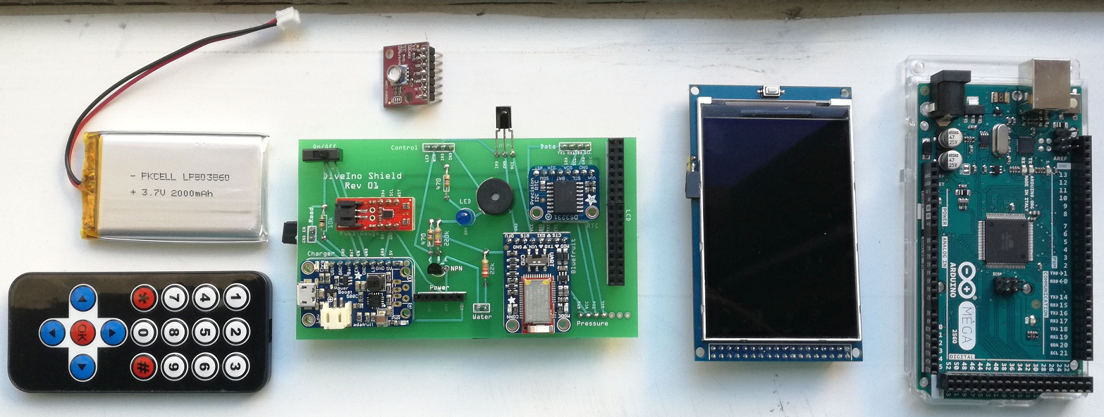 DiveIno Arduino Shield plus the other required components