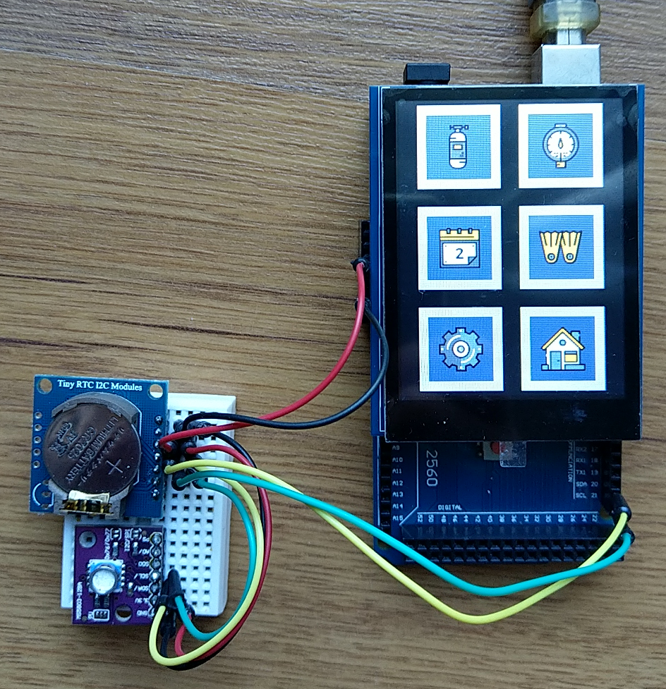 DiveInoTouch on a breadboard